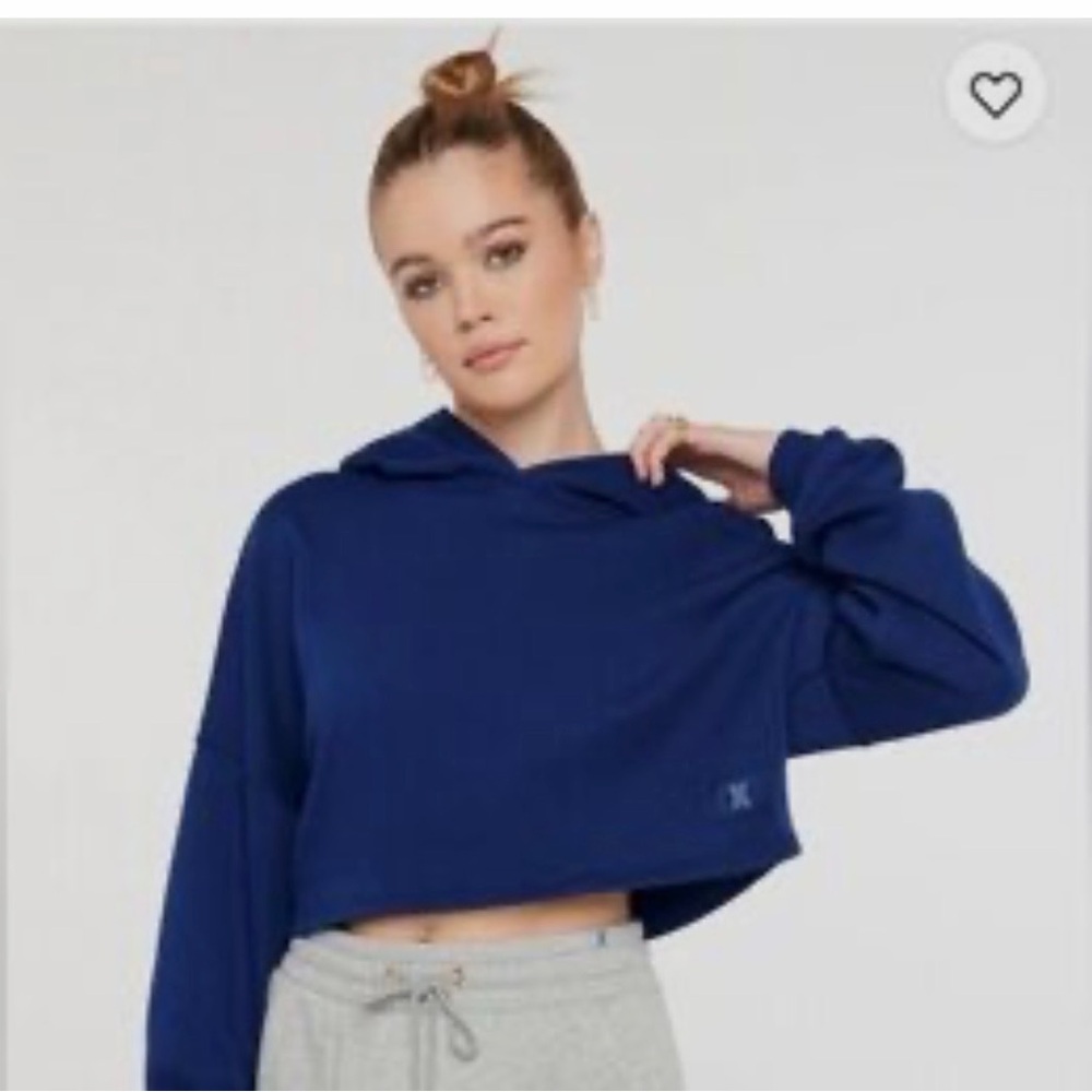 Savage X Fenty Rihanna Navy Cropped Hoodie Oversized. Medium 8-10